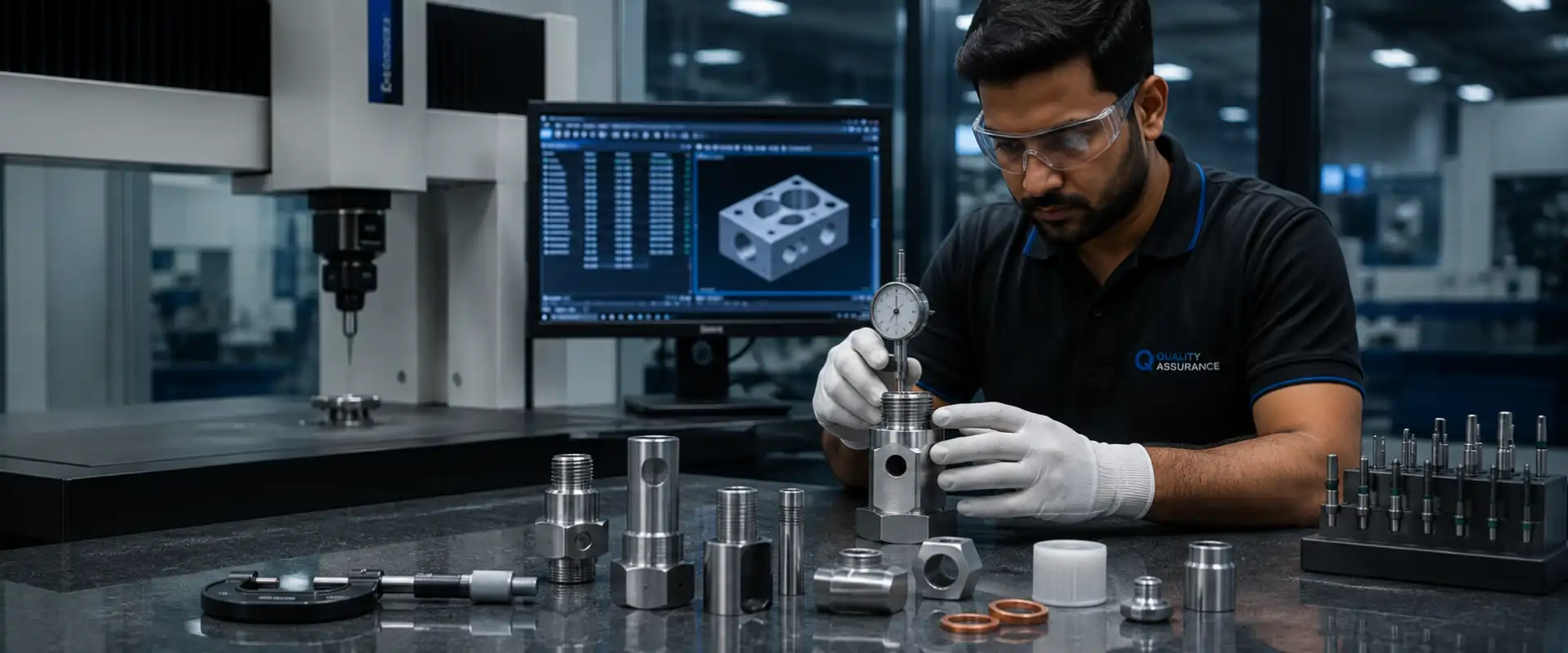 Quality inspection of hydraulic fittings
