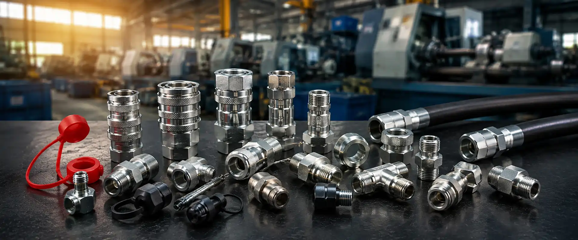 Hydraulic quick release couplings, nipples and adapters manufactured by Swati Industrial Corporation